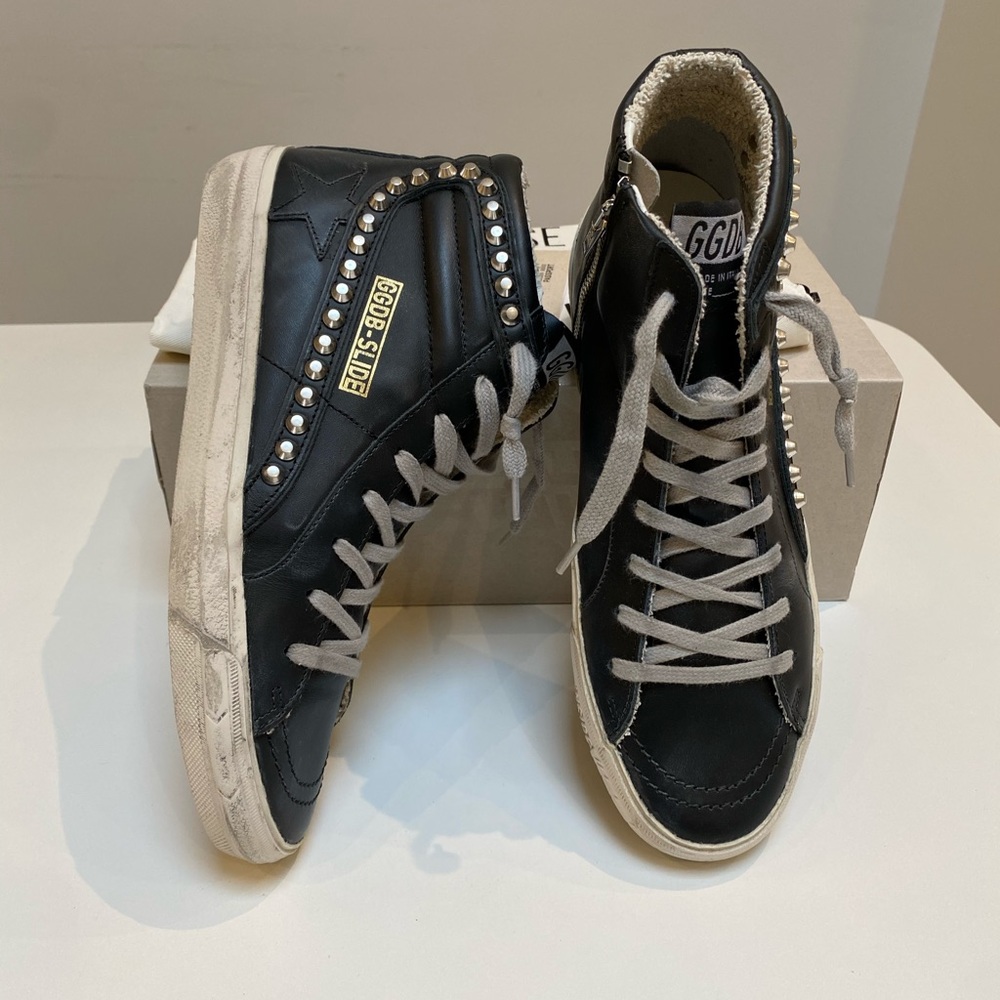 Golden Goose Studded Slide Sneaker in Black sz 40 NIB - Picture 10 of 10